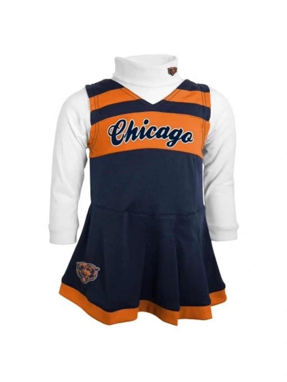 Source Unknown Chicago Navy and Orange Kids Cheer Dress